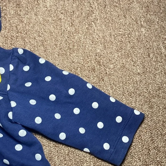 ❤️Carter's Navy Polka Dot Hooded Jacket with Yellow Lining - Picture 4 of 9